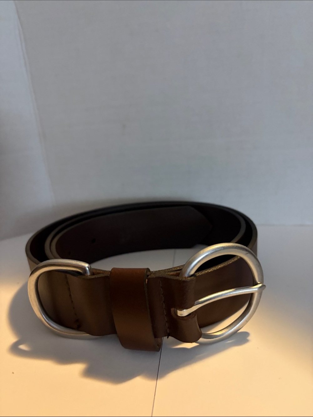 Brown Italian Leather Double-Ring Belt - Men